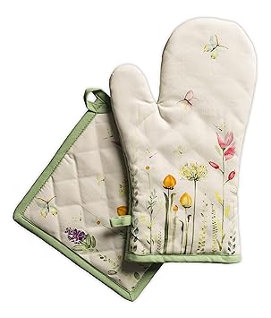 Maison d' Hermine Botanical Fresh Satz of Backhandschuhe (19 x 33 cm) und Topflappen (20 x 20 cm)