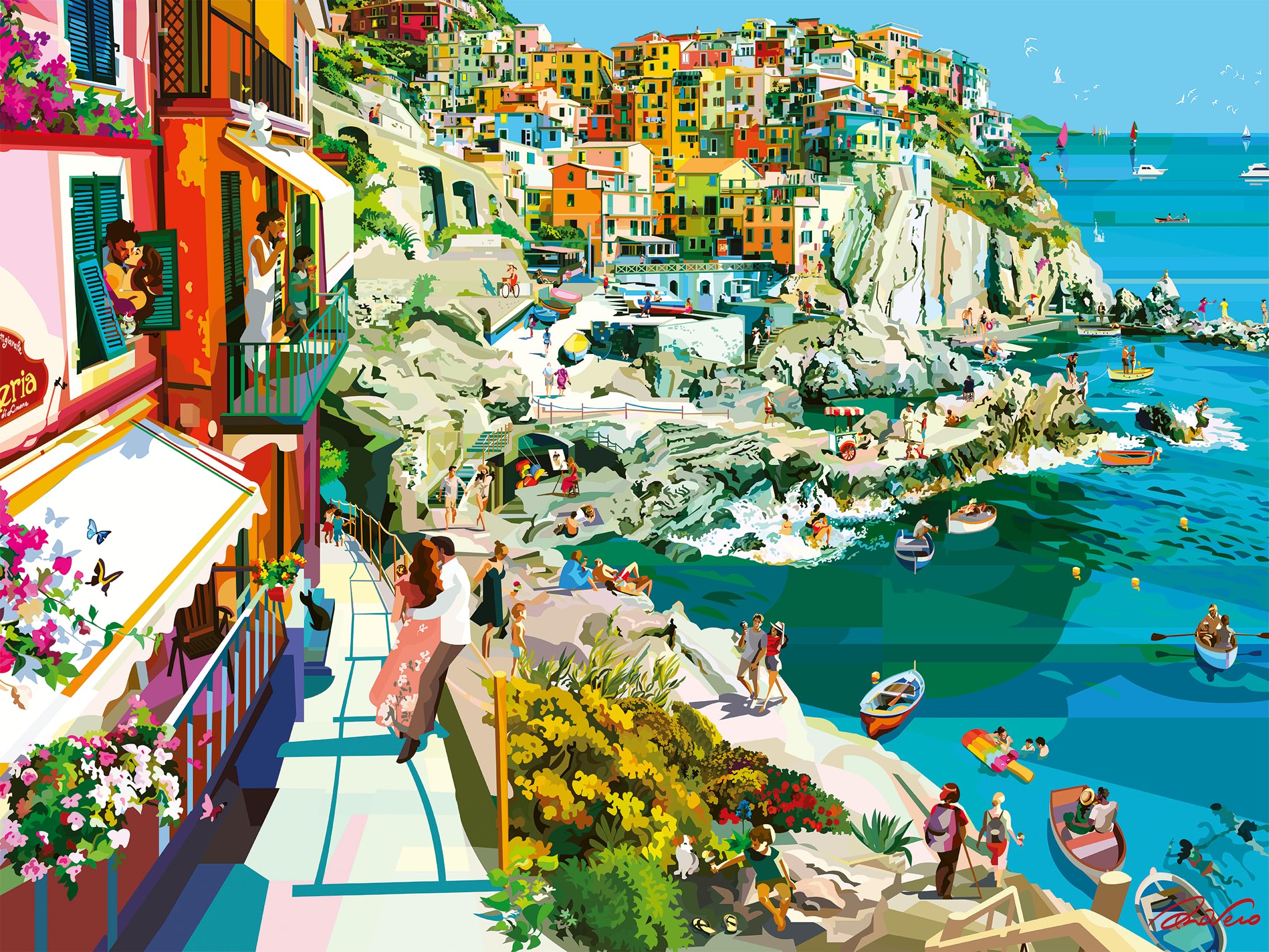 Ravensburger Romance in Cinque Terre Italy 1500 Piece Jigsaw Puzzles for Adults and Kids Age 12 Years Up