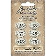 Tim Holtz Idea-ology Mini Plaquettes, Small Metal Numbered Plates 6-Pack, 1/2 x 3/4 Inch Each, White with Black Numbers (TH93296)