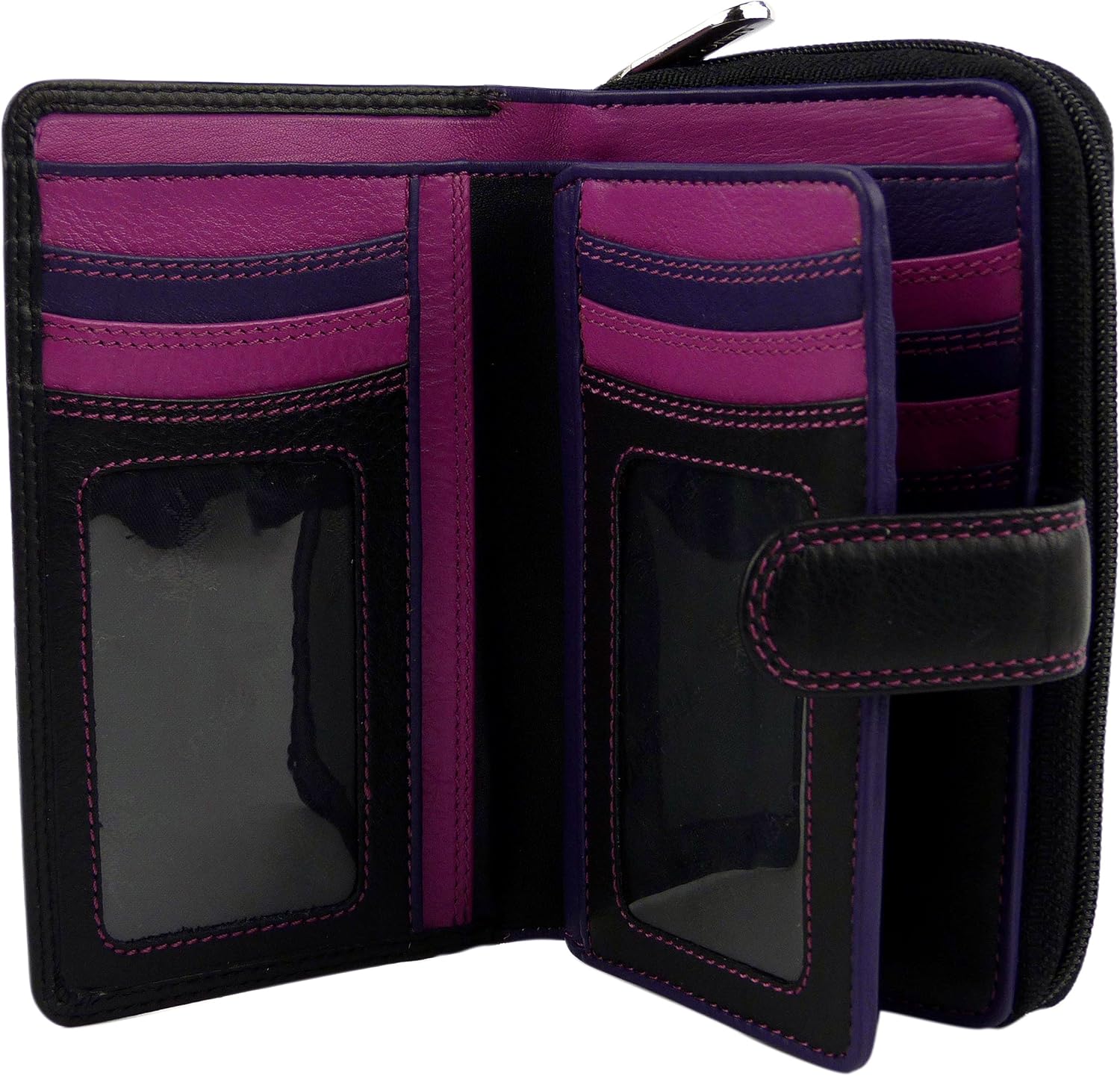 Visconti Quality Classic Ladies Soft Leather Purse Wallet Designer Black Berry Boxed - Image 5
