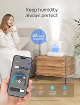 DREO 4L Smart Humidifier for Bedroom Kids Quiet 28dB Top Fill App Voice view 2
