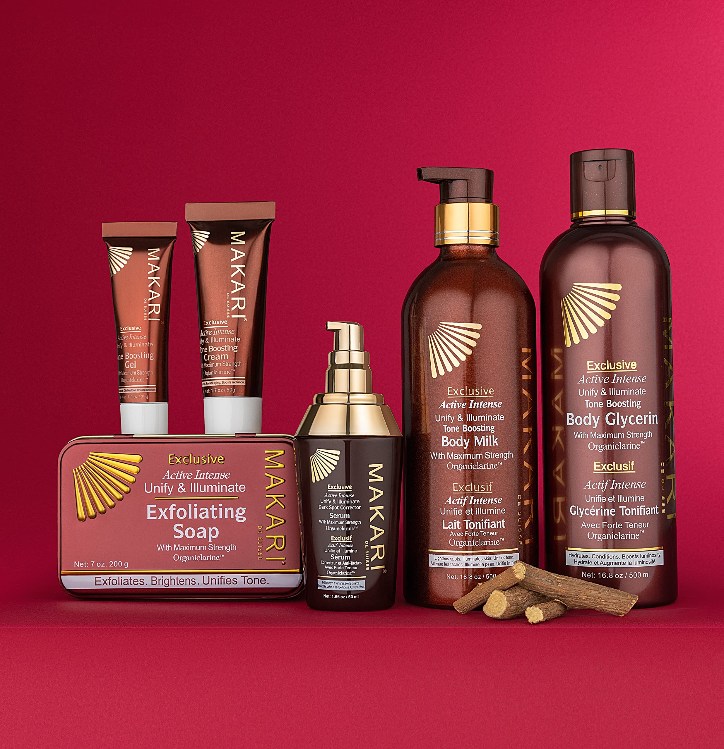 MAKARI Exclusive 3 Piece Skincare Gift Set - Exfoliating Soap, Body Milk & Face Cream Formulated with Organiclarine Ideal for All Skin Types, Botanical Self Care Kit for Women