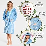 Disney Ladies Fleece Hooded Dressing Gown Robe Stitch Gifts Blue M view 3