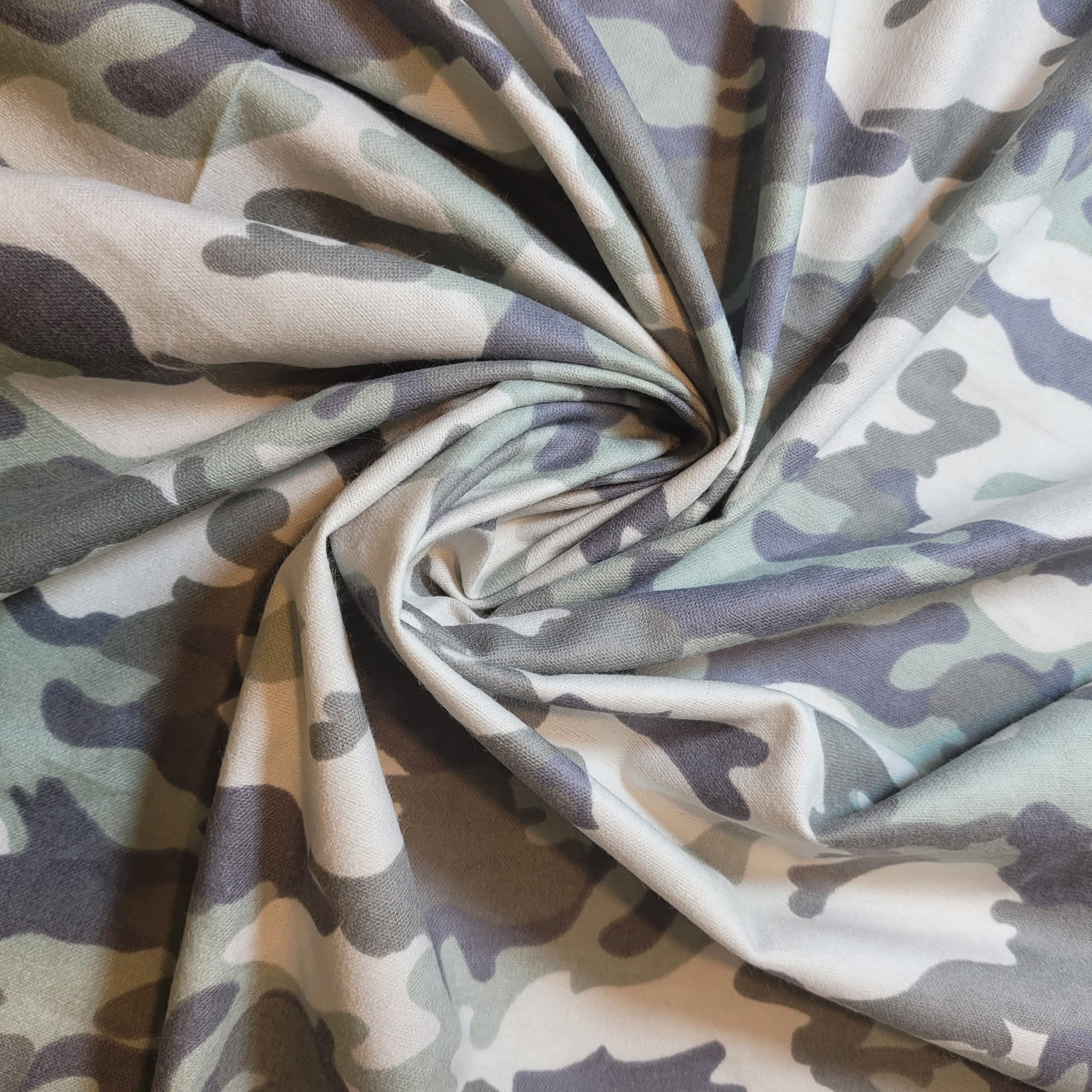 New 100% Brushed Cotton Flannel Fabric Tartan Winceyette Craft Dress Material 44" - 112 cm Wide Sold As 1 Meter Pre - Cut Lengths (Camo) — image 1