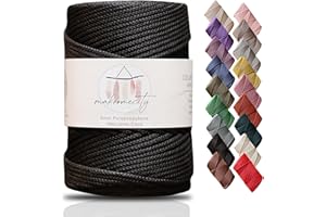 Makromecity, Premium Polyester Macrame Cord 3mm x 131 Yards (394 feet) 3mm Polypropylene Black Macrame Cord Crochet Macrame Bag Cord Crafts for Wall Hangings, Bags, Underplate, Rug