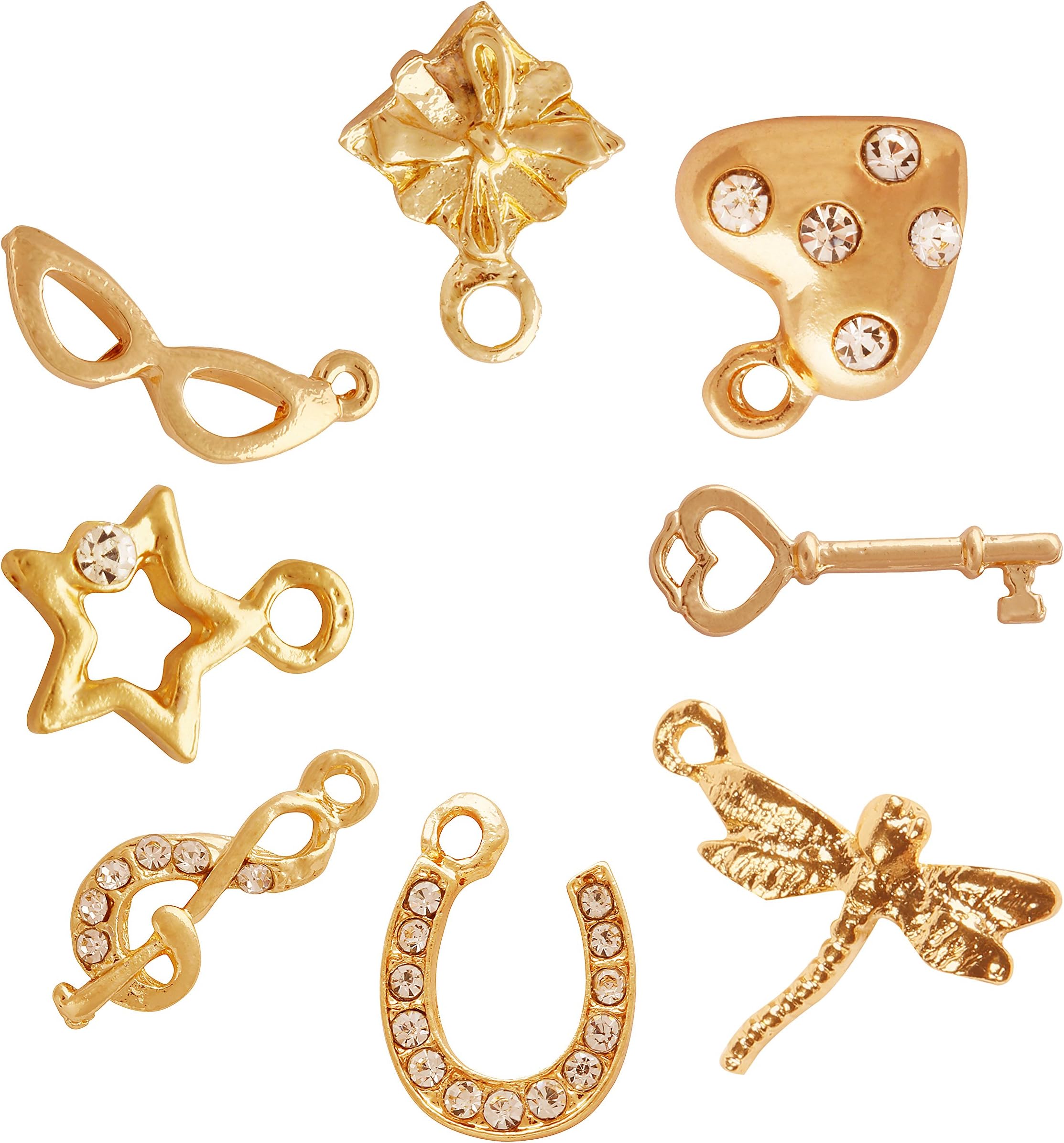 18k Gold Plated Charms Pendants for Jewellery Making 8 Different Charms in Each Set