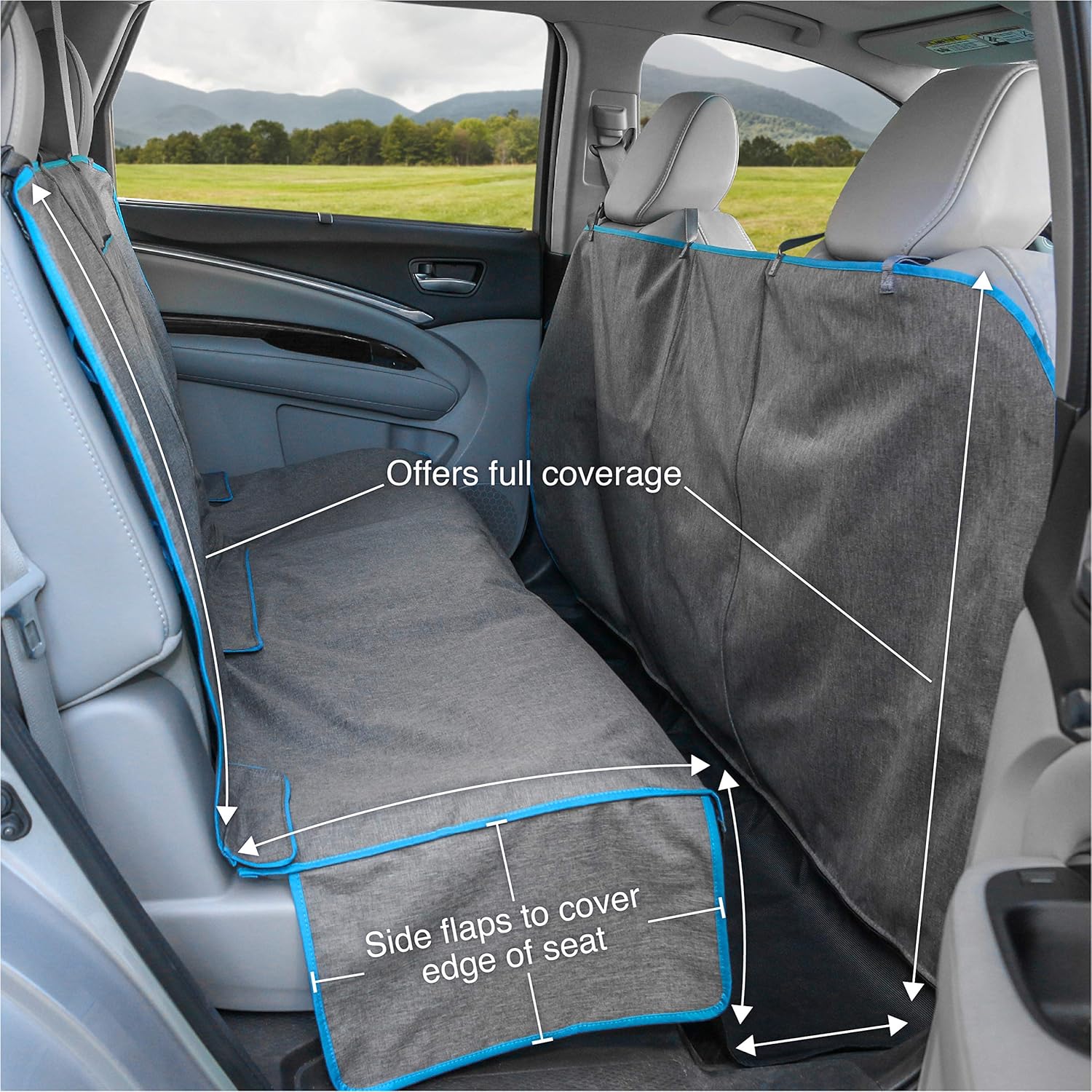 Kurgo Coast to Coast Heather Full Backseat Car Hammock for Dogs Water-Repellent Protective Cover, Waterproof, Width 140 cm, Grey - Image 3