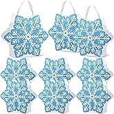 Kolldenn 24 Pcs Snowflake Party Favors Bags Glitter Small Wonderland Paper Winter Goodie Bags with Handle for Candy Treat Gift Winter Holiday Birthday Christmas Party Supplies