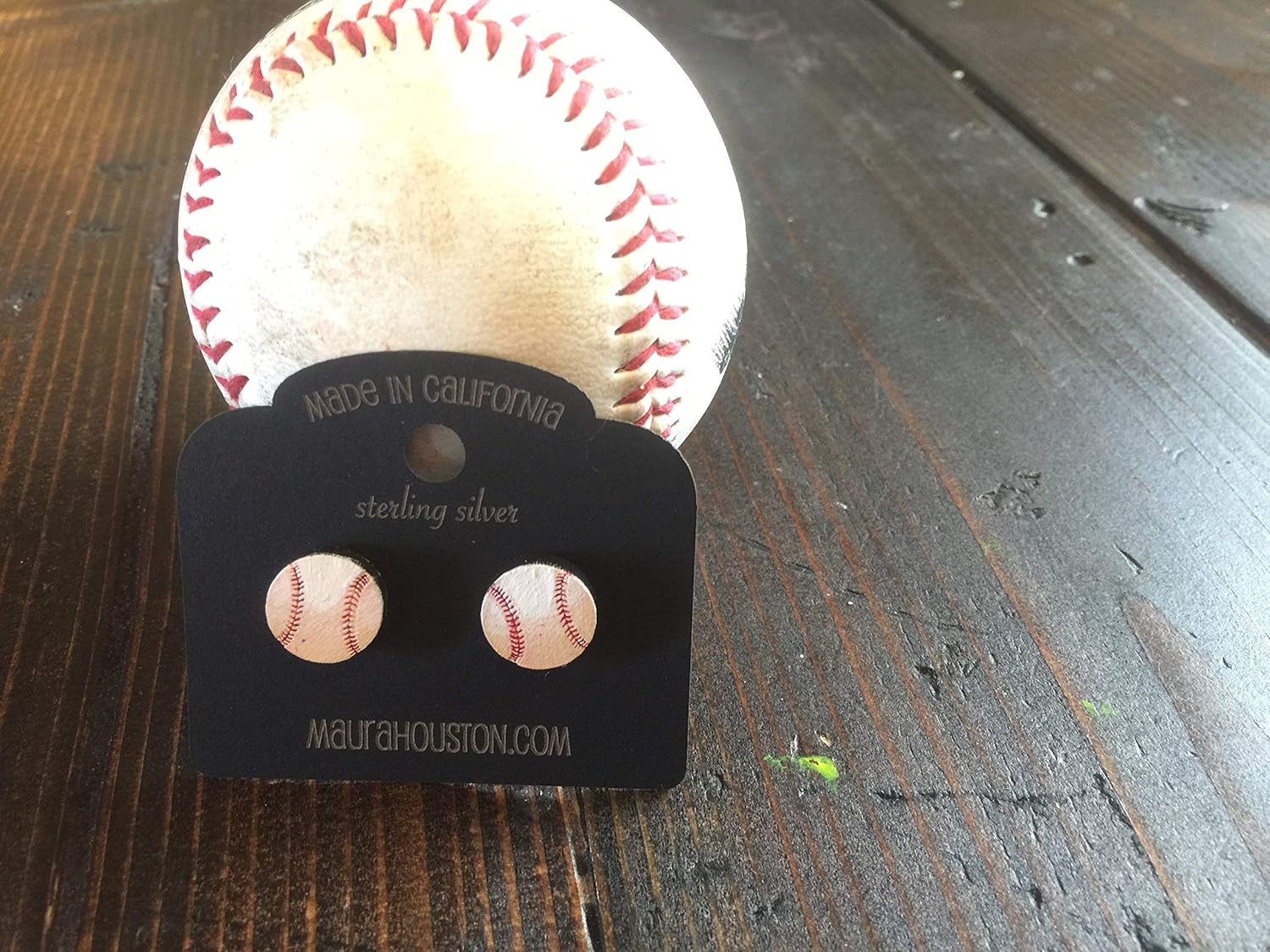 Hand Painted Baseball Earring Studs that are laser cut and