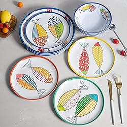 Gofunfun Melamine Dinnerware set for 4, Plates and