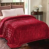 Whale Flotilla Flannel Fleece King Size Blanket for Bed, Soft Fluffy Velvet Bedspread Coverlet with Decorative Vintage Pattern for All Season, Warm and Lightweight, 90x104 Inch, Red