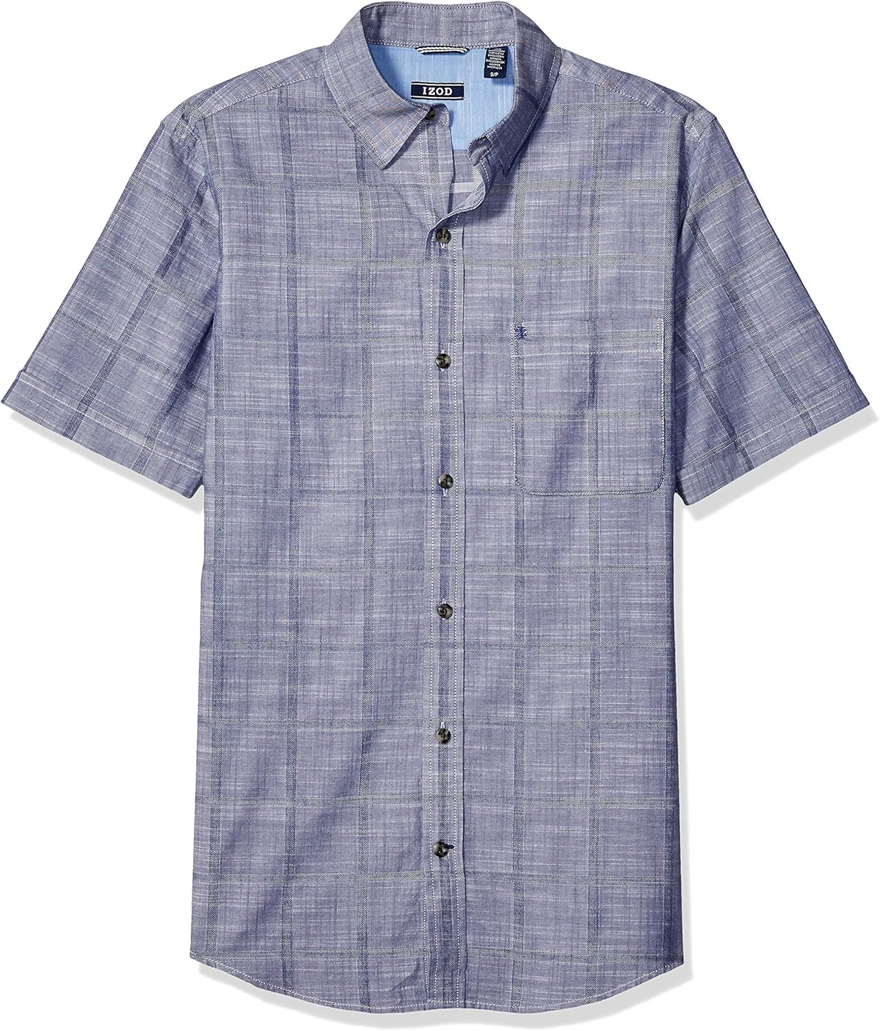 IZOD Men's Saltwater Short Sleeve Windowpane Button Down Shirt at  Men’s Clothing store