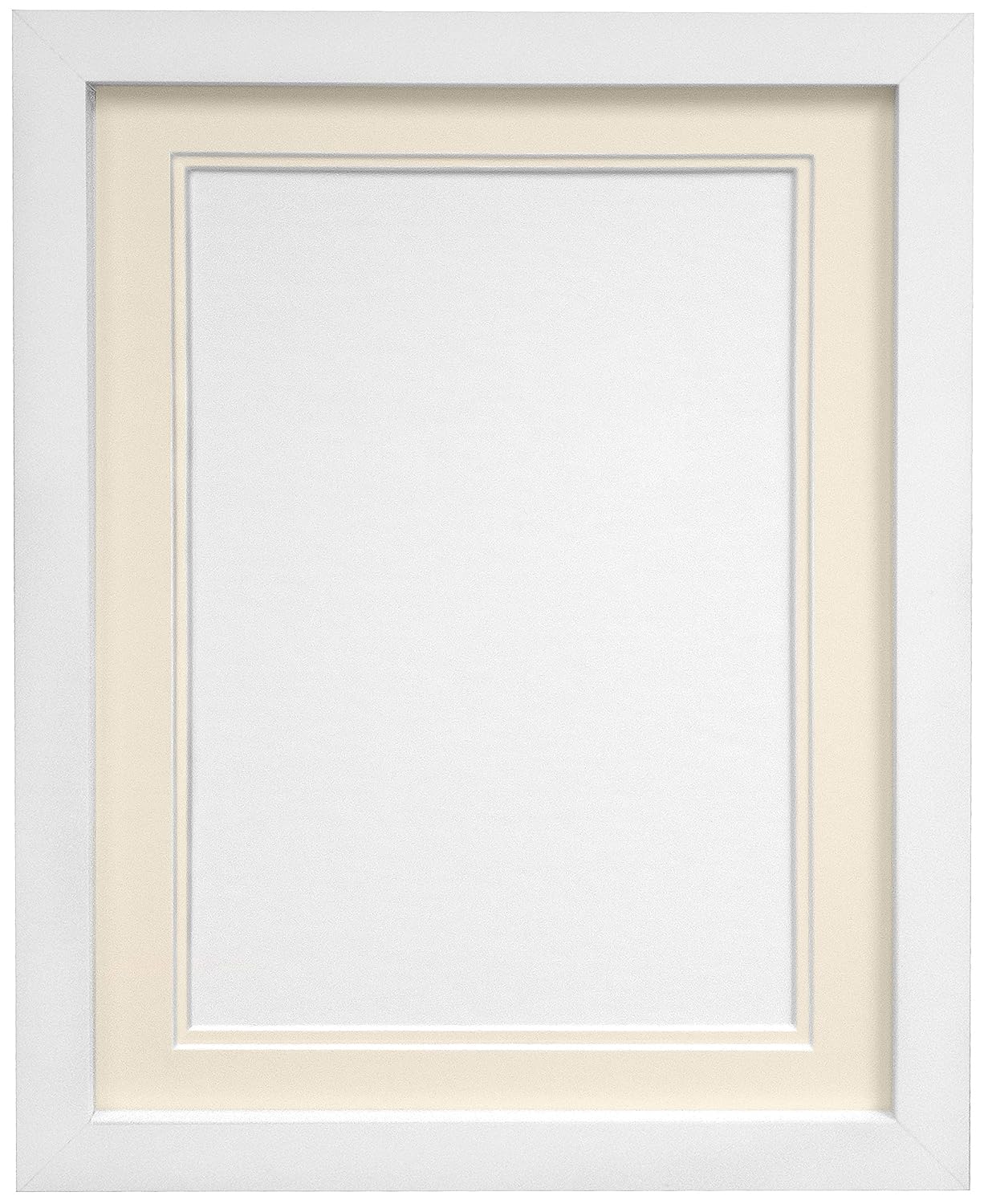 FRAMES BY POST H7 Picture Photo Frame, Wood, White with Ivory Double