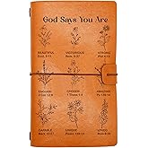 ZVMIS God Says You Are-Christian Journal-Bible Verse Floral Bible Verse Journal Gift for Women-Inspirational Birthday Christmas Gift-Affirmations Gift-Refillable Travel Photo Diary Journal
