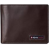 Alpine Swiss Wallet for Men Nolan Commuter Bifold Dual ID Windows for License Work Badge RFID Protection Divided Bill Section Gift Boxed Glossy Nappa Brown