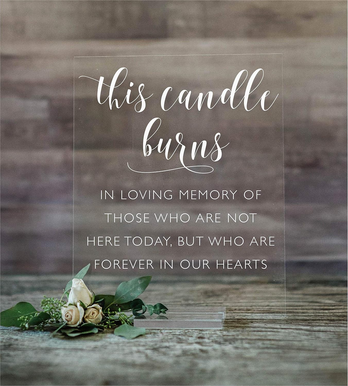 Mixed Media - Memory Table Sign on Acrylic This Candle Burns | Lucite In Loving Memory Sign | In Loving Memory Acrylic Wedding Sign (8x10, Clear Acrylic Stand)
