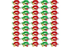 UZLU 48 Pcs Christmas Wrist Band Bell Bracelet Wrist Band Shaking Bell Musical Instruments Adjustable Bell Rhythm Wristband Bell Bulk for School Family Christmas Percussion Party Favor Adults,Colorful