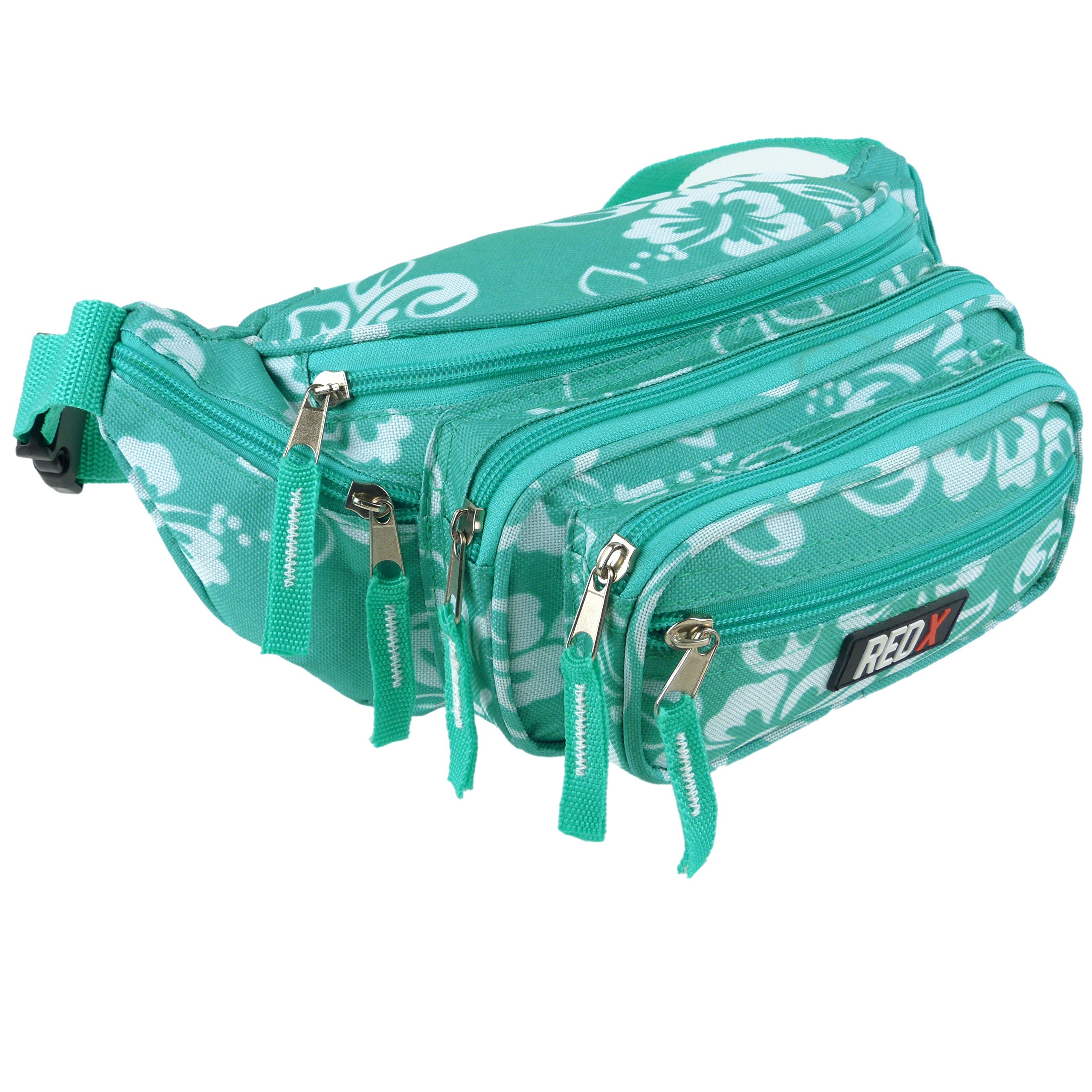 Ladies Mens Canvas Hibiscus Waist Bum Bag Fanny Pack by RED X ® Travel Holiday Security