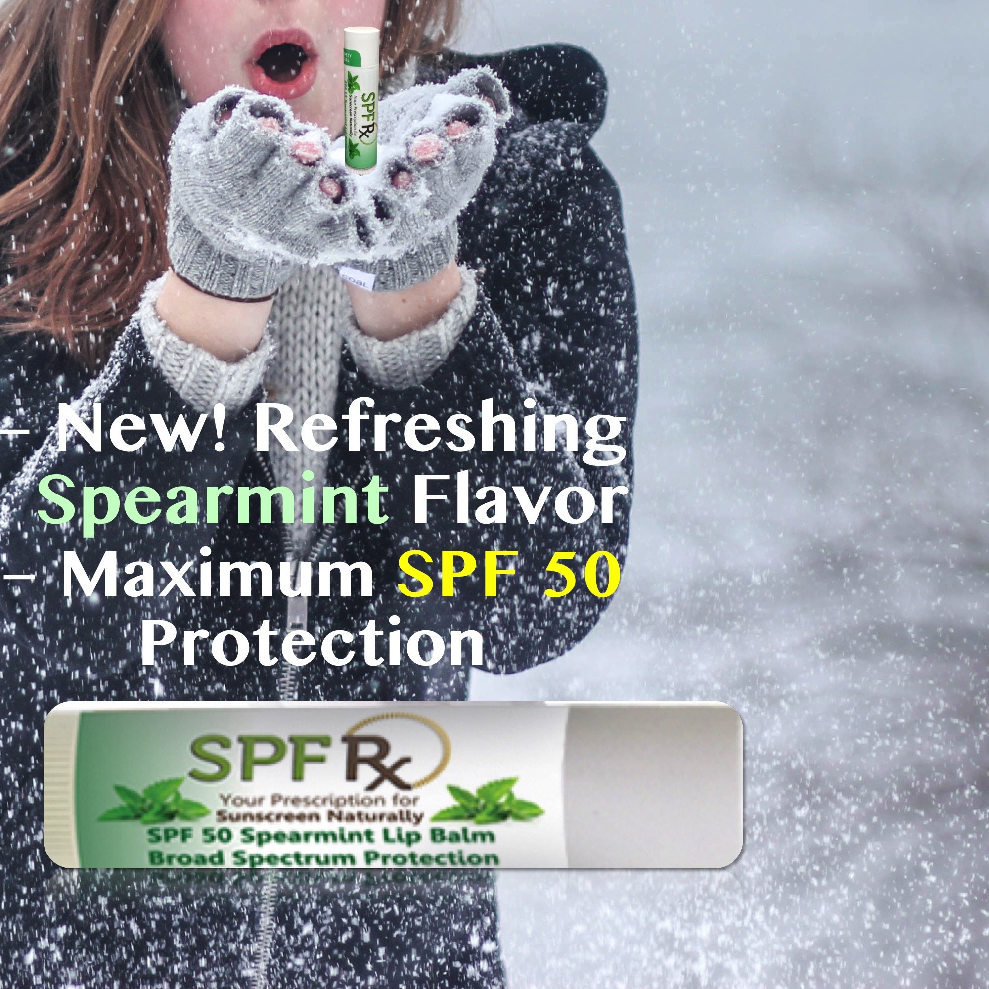 SPF 50 Spearmint Mineral Lip Balm Broad Spectrum Zinc Protection