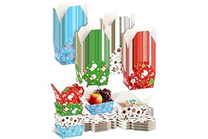 Estune 60 Pack Christmas Take out Food Boxes 2.56'' x 4.65'' x 3.54'' Christmas Disposable Treat Containers Candy Goodie Gift Boxes for Party Favor