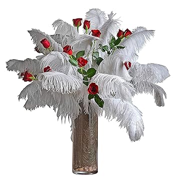 Blooms Artificial Flower Set Tubular Glass Vase Ostrich