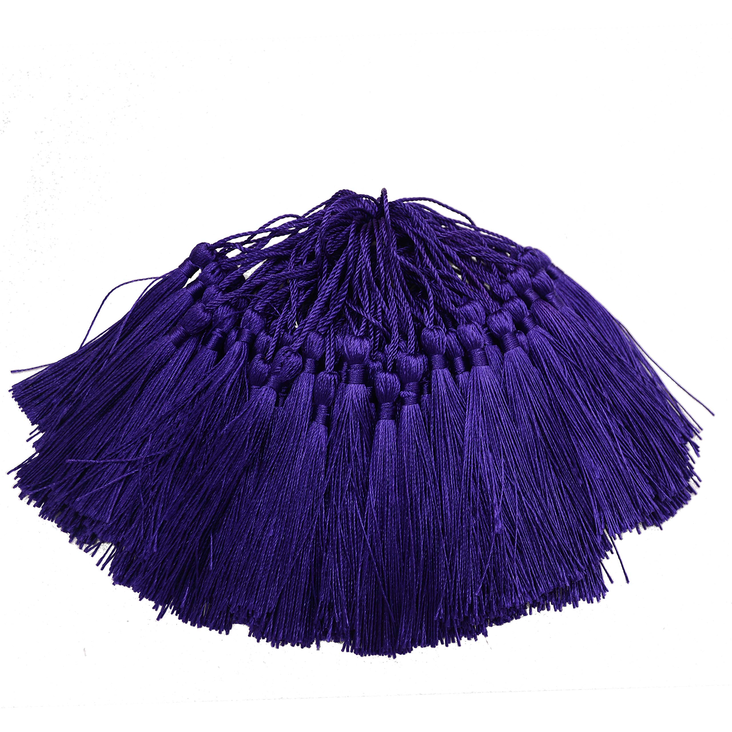 Makhry 100pcs 13cm/5 Inch Silky Floss bookmark Tassels with 2-Inch Cord Loop and Small Chinese Knot for Jewelry Making, Souvenir, Bookmarks, DIY Craft Accessory (Dark Purple) — image 1