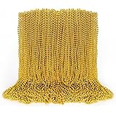 100PCS Bead Necklace, Gold Mardi Gras Beads Party Stuff, 33" Mardi Gras Christmas Beads Toy Costume, Festival Parade Throw Accessories for Wedding Birthday Pirate Party Baby Shower Supplies Decor