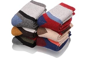 EBMORE Kids Merino Wool Socks for Toddlers Boys Girls Warm Thermal Winter Thick Hiking Heavy Cozy Crew Boot Socks 6 Pairs