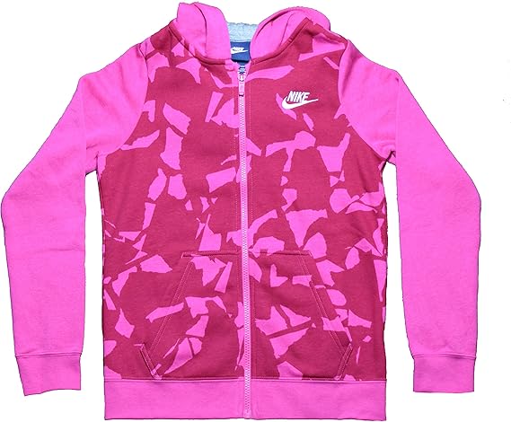 Amazon Co Jp Nike Girls スポーツウェアプリントフルジップパーカー ピンク スポーツ アウトドア