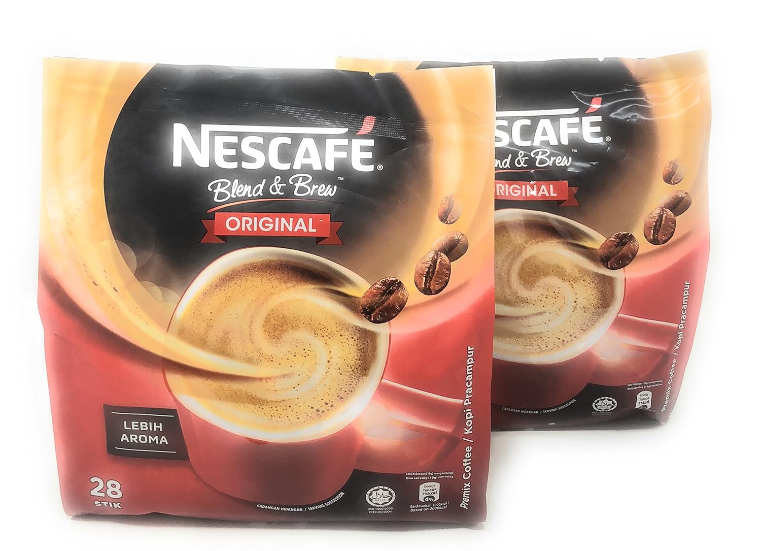 Nescafé 2 Packs 3in1 Original Premix Instant Coffee Single Serve Packets Total 56