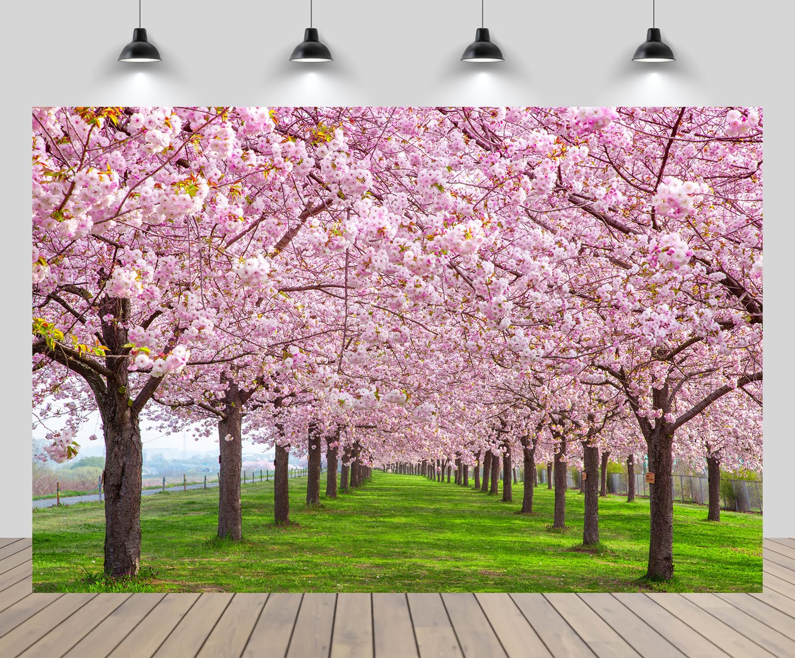 Loccor 5x4ft Fabric Spring Cherry Blossom Backdrop Pink Sakura Floral Tree Painel Background Baby Shower Tea Party Wedding Birthday Party Decorations For Girls Lady Portrait Photography Studio Props