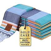 Gold CASE Turkish Hand Towels for Bathroom Set of 6 – 20 x 40'' – 100% Cotton Bathroom Hand Towels – OLYMPOS Towel for Spa, Face, Tea & Dishcloth – Decorative Cloth – Multicolor
