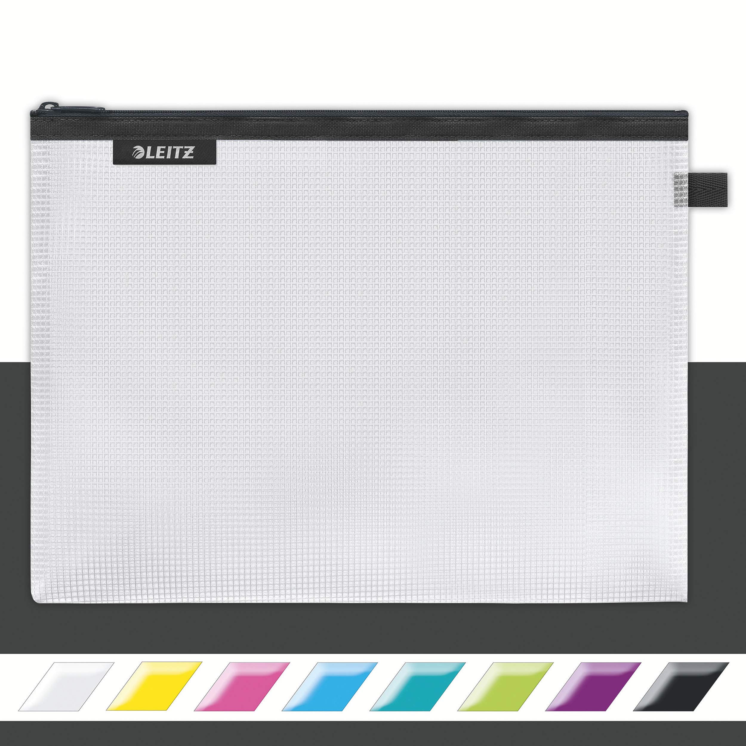 Leitz Wow Travel Pouch, Water Resistant, Translucent, Ideal for Visible Storage and Organisation, Large (A4) - Black