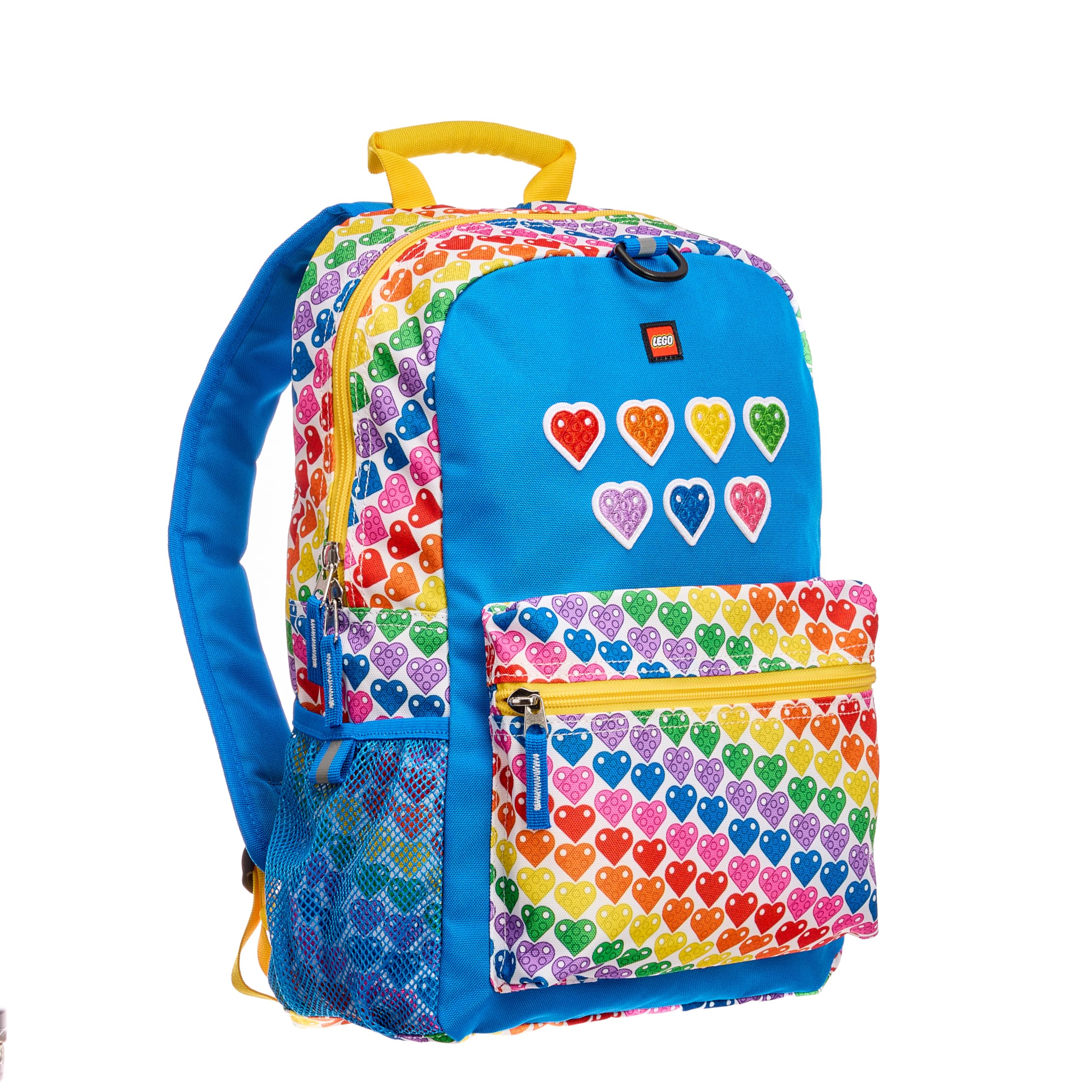 LEGO Iconic Prints Kids School Backpack Bookbag, for Travel, On-the-Go, Back to School, Boys and Girls, with Adjustable Padded Straps and Fun patterns, Rainbow Hearts Image