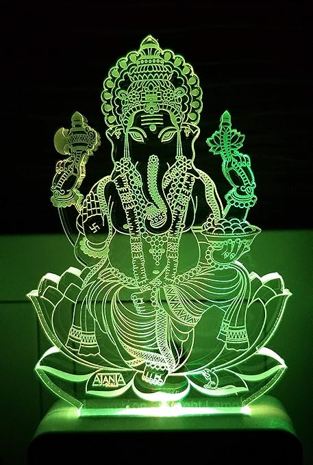 AEON METAL STICKER 3D Night Lamp Ganapati, Lambodara,Vakratunda Ganesha (Multicolour)
