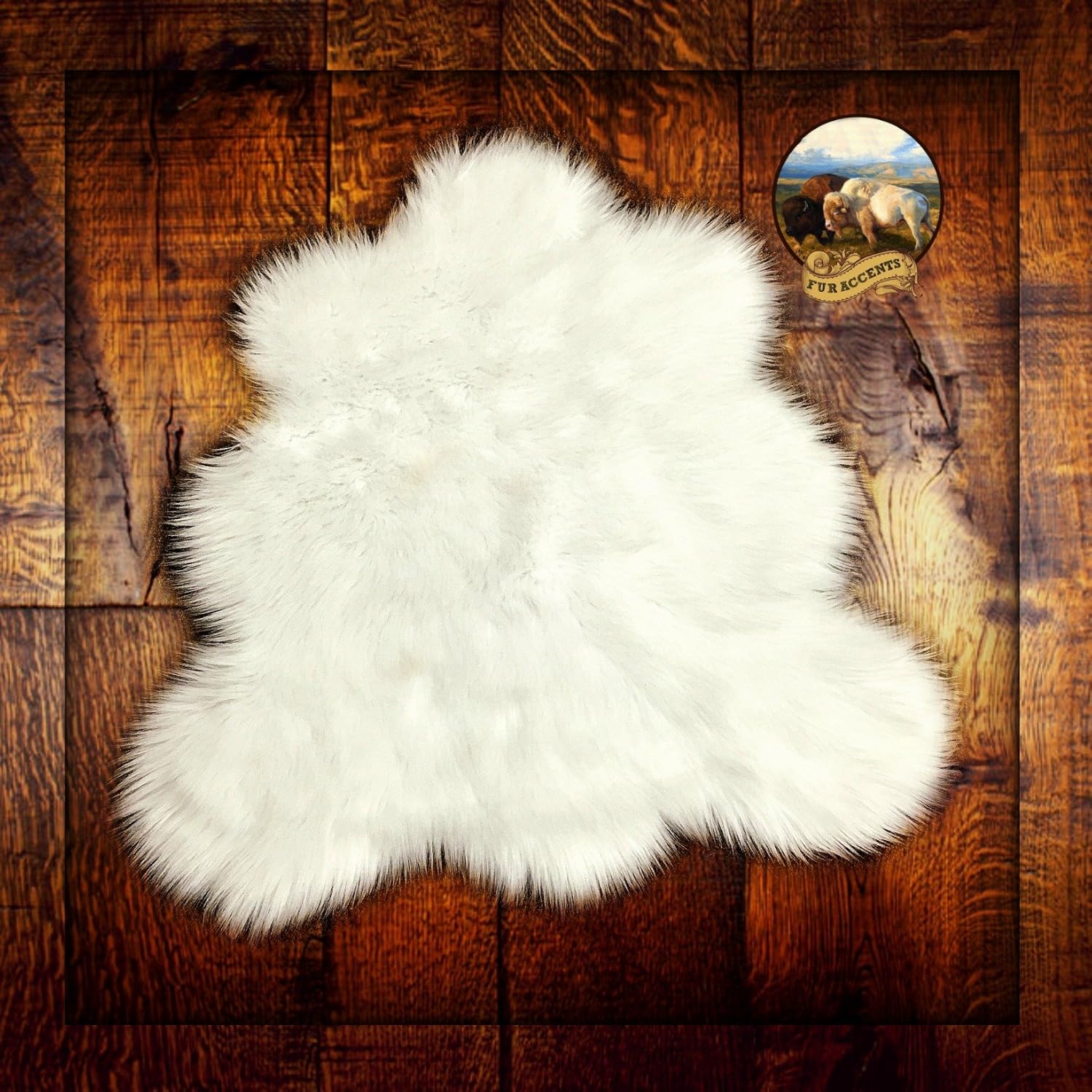 White Bear Skin Rug Sheepskin Shag Faux Fur (2'x4