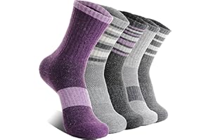 EBMORE 5 Pairs Womens Merino Wool Hiking Socks Thermal Warm Winter Boot Crew Cushion Work Gift Socks