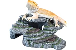 Magtara Cliff & Cave Hideout Rainforest Series - Reptile Ledge Hide, Basking Rock, Terrarium & Aquarium Decor, Decorative Resin for Lizards, Fish, Snakes, Amphibians, Small Animals