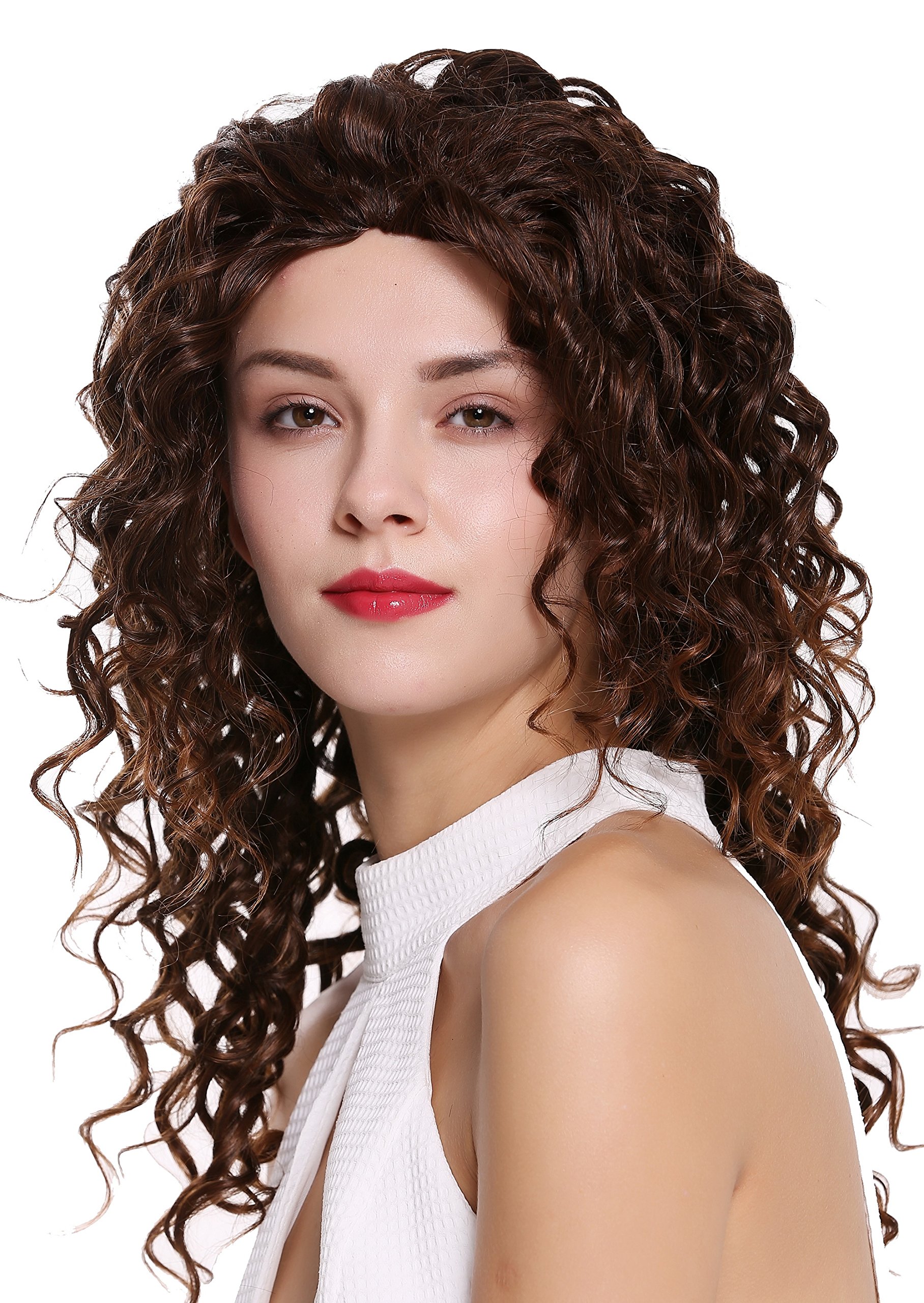 WIG ME UP - AG-2T30 Quality women's wig half wig 3/4 long curly curls maroon brown 21,5 inches