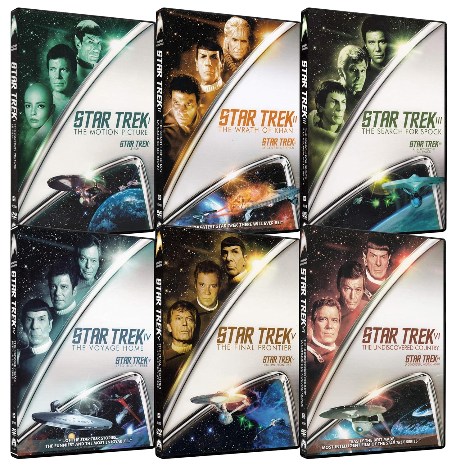 Star Trek I: Motion Picture / Star Trek II: Wrath of Khan / Star Trek III: Search For Spock / Star Trek IV: Voyage Home / Star Trek V: Final Frontier / Star Trek VI: Undiscovered Country