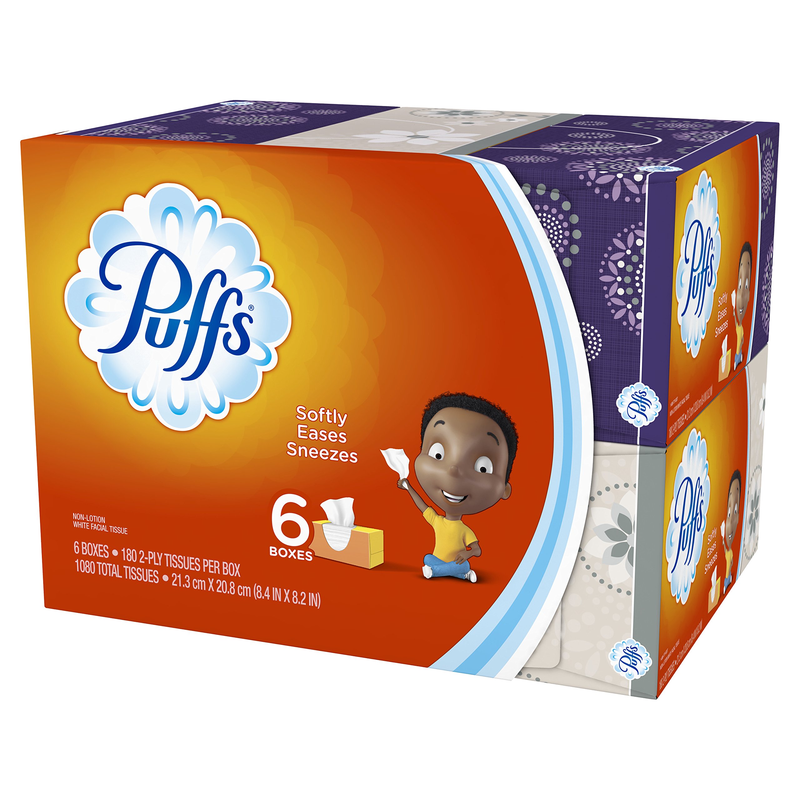 Puffs, Everyday NonLotion Facial Tissues, 24 Family Boxes, 180 Tissues