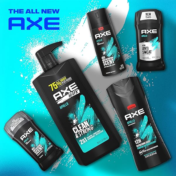 AXE 2-IN-1 SHAMPOO & CONDITIONER FOR CLEAN & STRONG HAIR APOLLO WASH & CARE SAGE & CEDARWOOD 100% RECYCLED BOTTLE 28 OZ