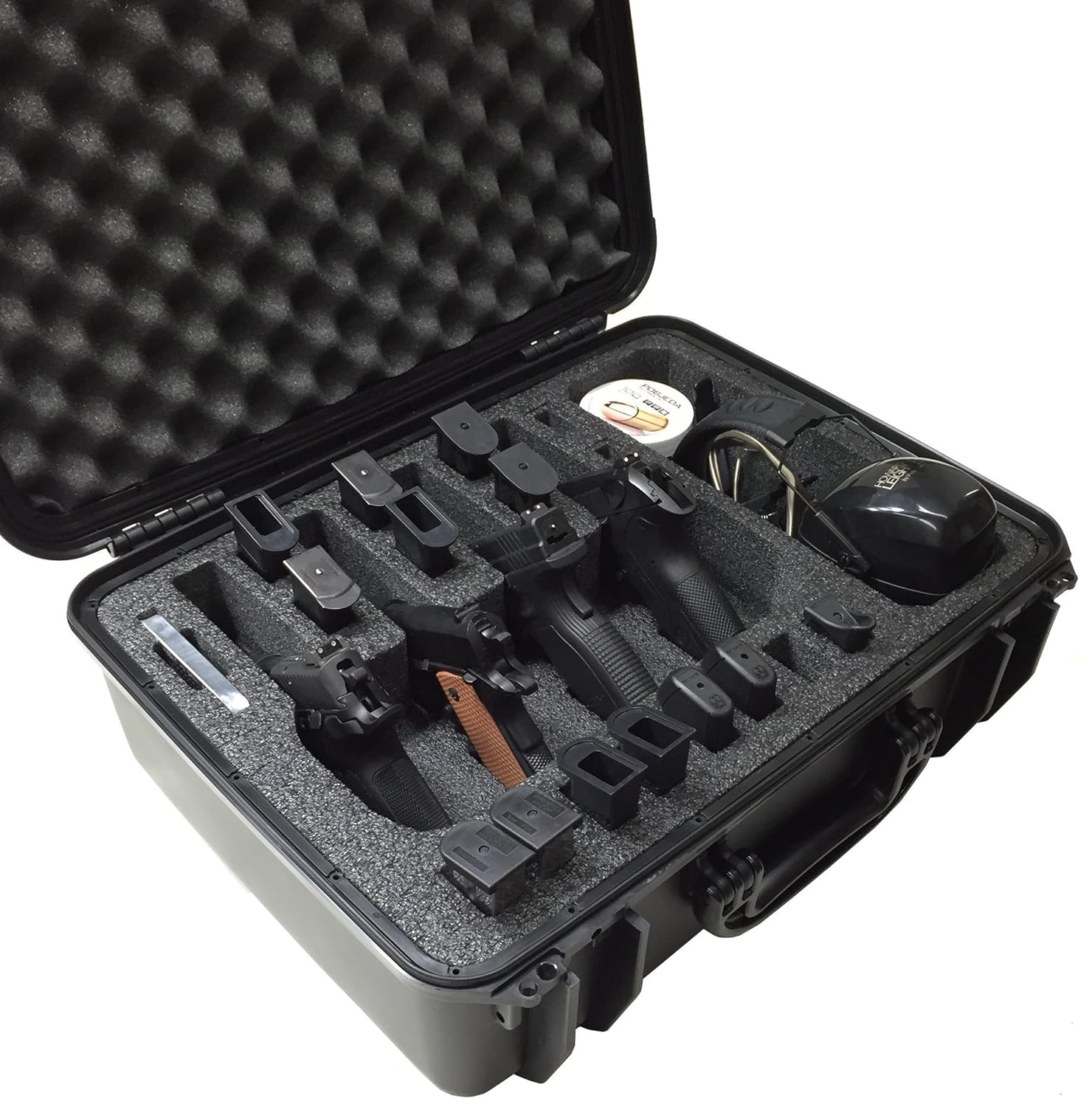 Case Club Waterproof 4 Pistol Case with Accessory Pocket & Silica Gel