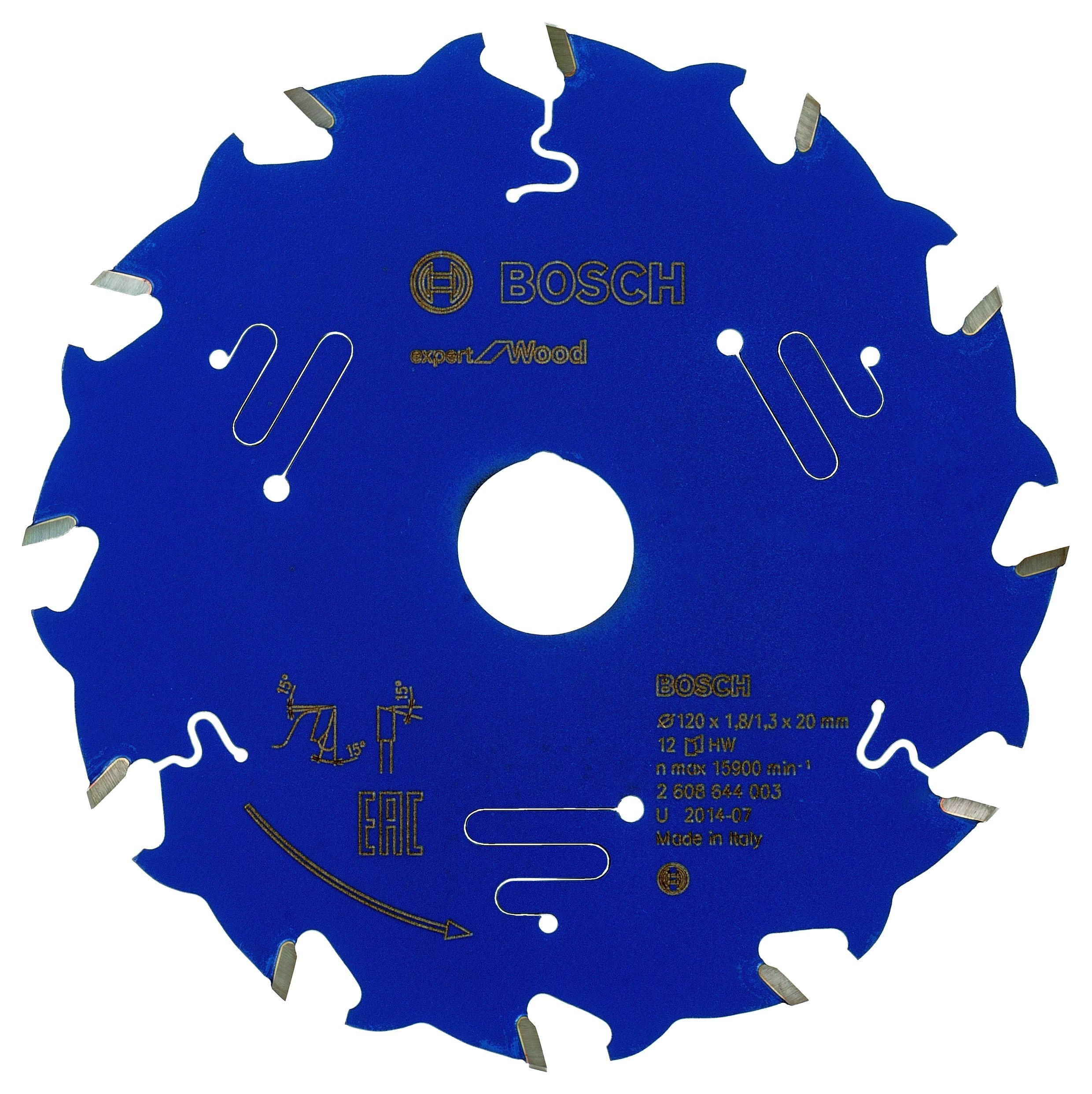 Bosch Accessories 2608644003 EXWOH 12 Tooth Top Precision Circular Saw Blade, 0 V, Blue