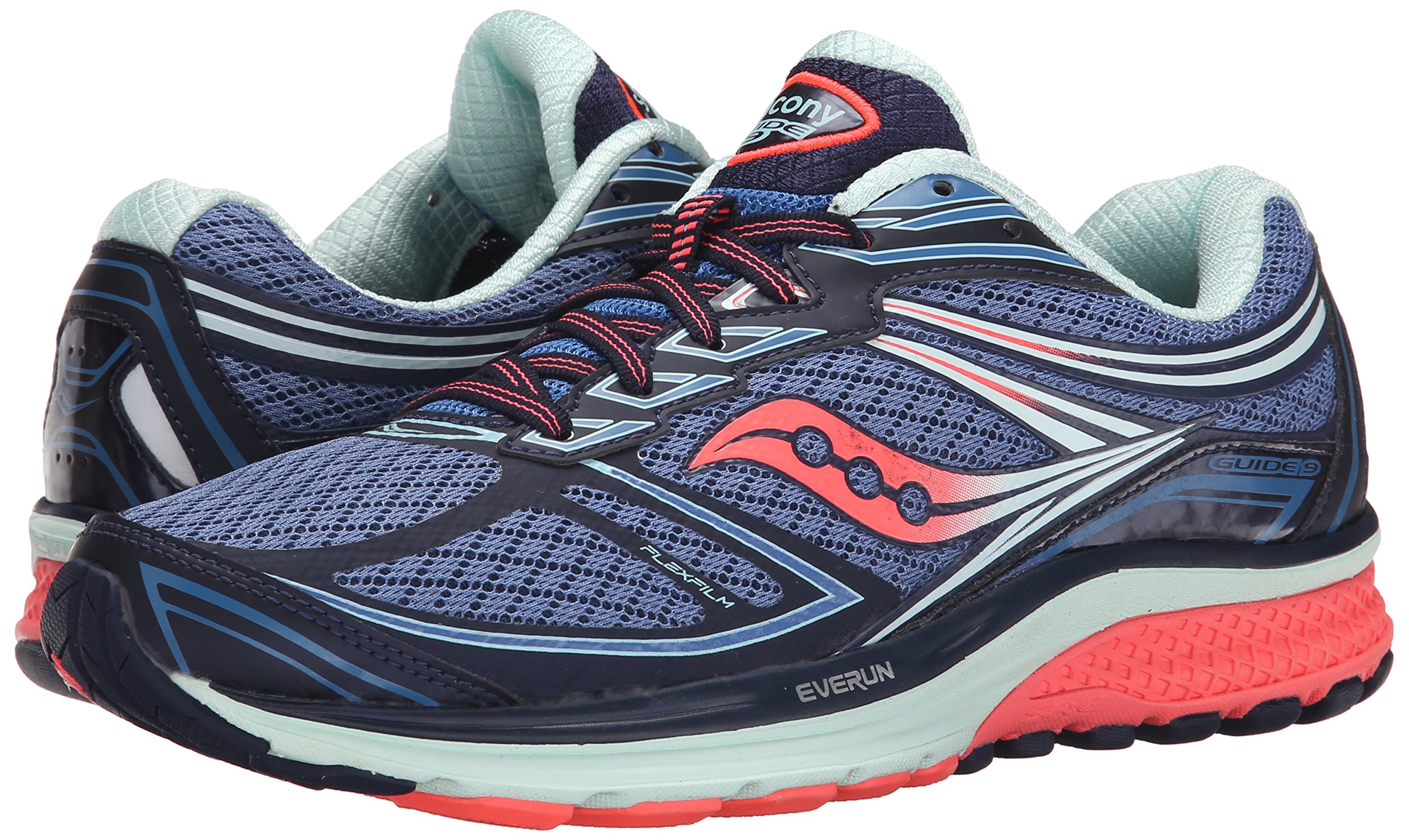 Saucony Women's Guide 9 Running Shoe, Cobalt/Coral/Blue, 10.5 M US on