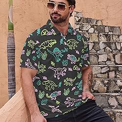 Xdceu Men's Dinosaur Golf Polo Shirt Dinosaur Golf