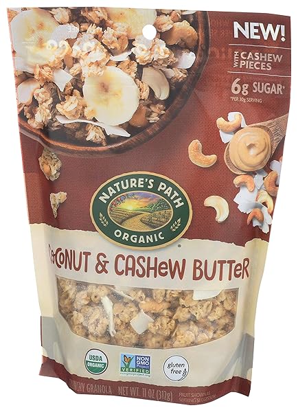 NATURE’S PATH ORGANIC COCONUT & CASHEW BUTTER GRANOLA, 11 OZ (PACK OF 1), GLUTEN FREE, NON-GMO