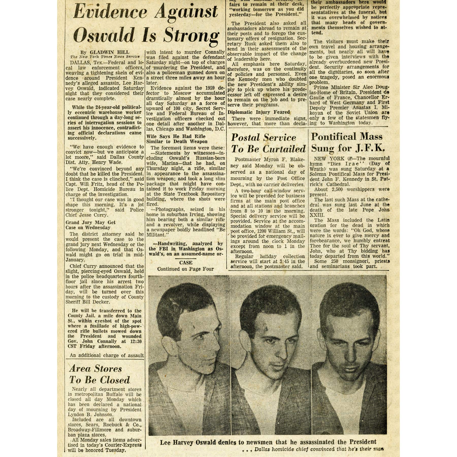 Artery8 Assassination Kennedy JFK Harvey Oswald Newspaper Large Wall Art Poster Print Thick Paper 18X24 Inch