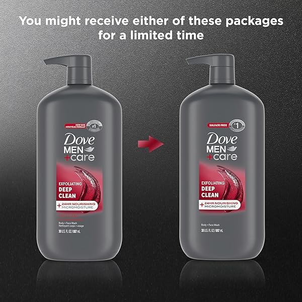 DOVE MEN + CARE BODY AND FACE WASH EXFOLIATING DEEP CLEAN FOR MEN, WITH 24-HOUR NOURISHING MICROMOISTURE TECHNOLOGY BODY WASH, 30 OZ