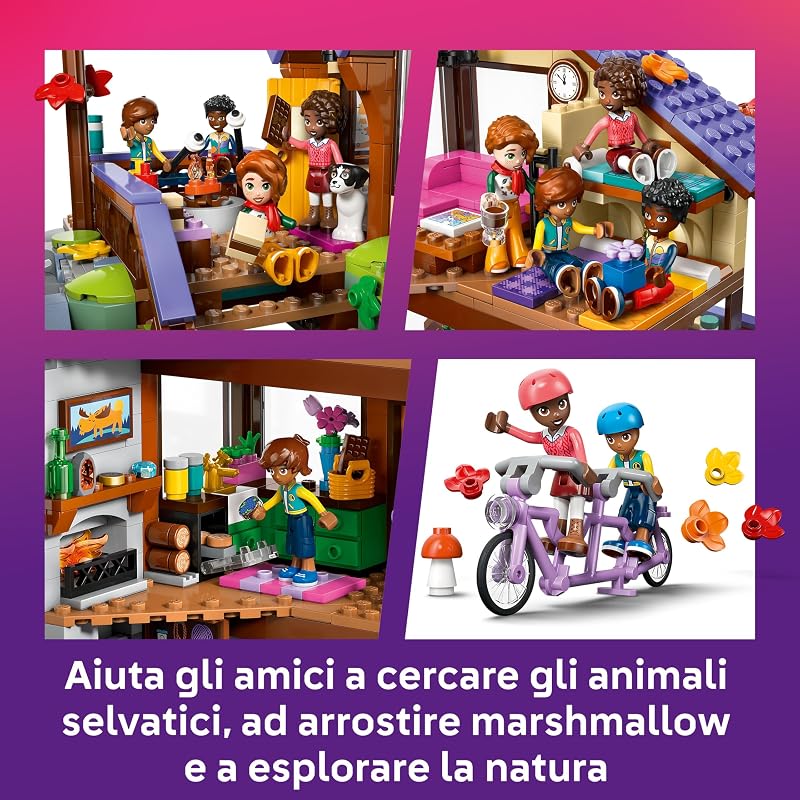 Friends Baita nella Foresta Autunnale - Miniatura da Costruire di Casa Giocattolo con 4 Mini Bamboline, 2 Animali Domestici e Accessori - Regalo di Compleanno per Bambine da 9 Anni in su - 42705